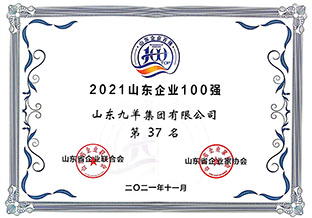 山东企业100强第37位 21年度
