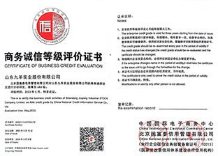 九羊实业商务诚信等级评价证书 23年度